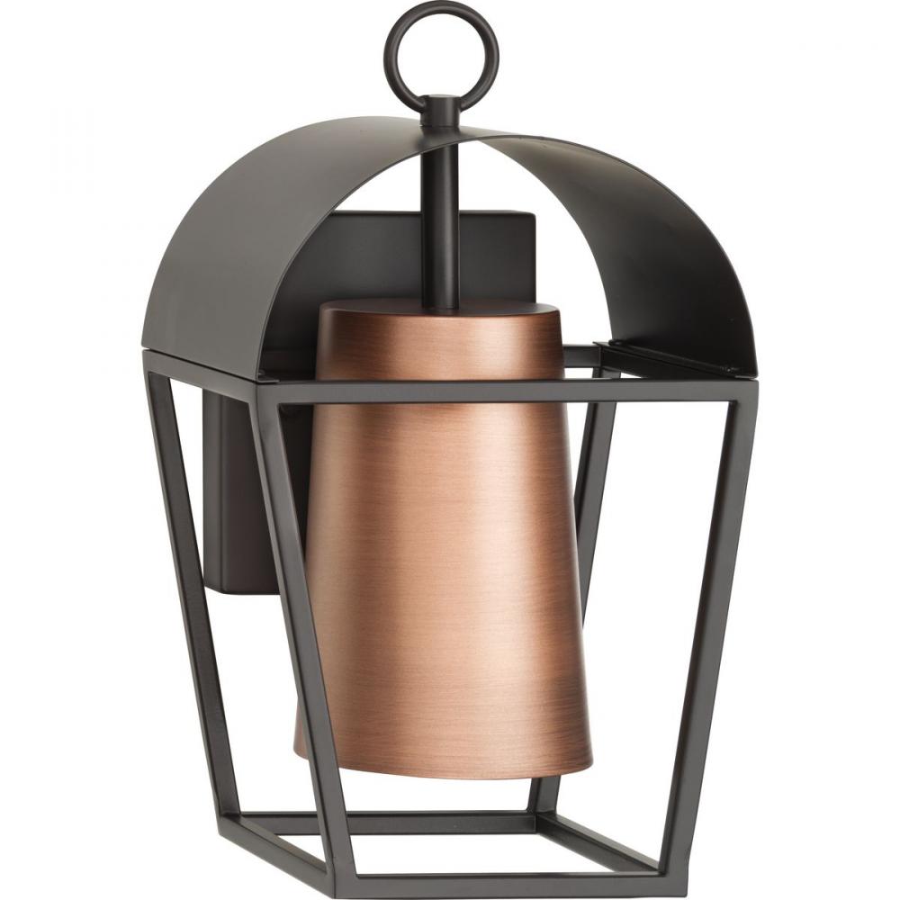 Hutchence Collection One-Light Antique Bronze with Antique Copper Transitional Outdoor Wall Lantern