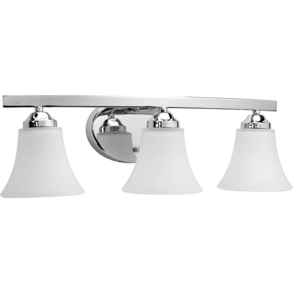 Adorn Collection Three-Light Polished Chrome Etched Glass Traditional Bath Vanity Light