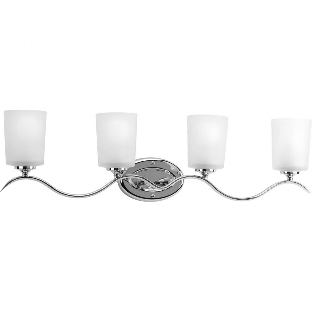 Inspire Collection Four-Light Polished Chrome Etched Glass Traditional Bath Vanity Light