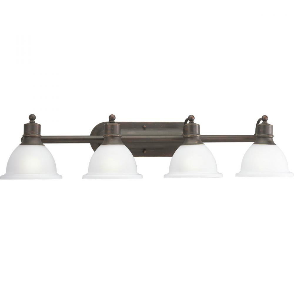 Madison Collection Four-Light Antique Bronze Etched Glass Traditional Bath Vanity Light