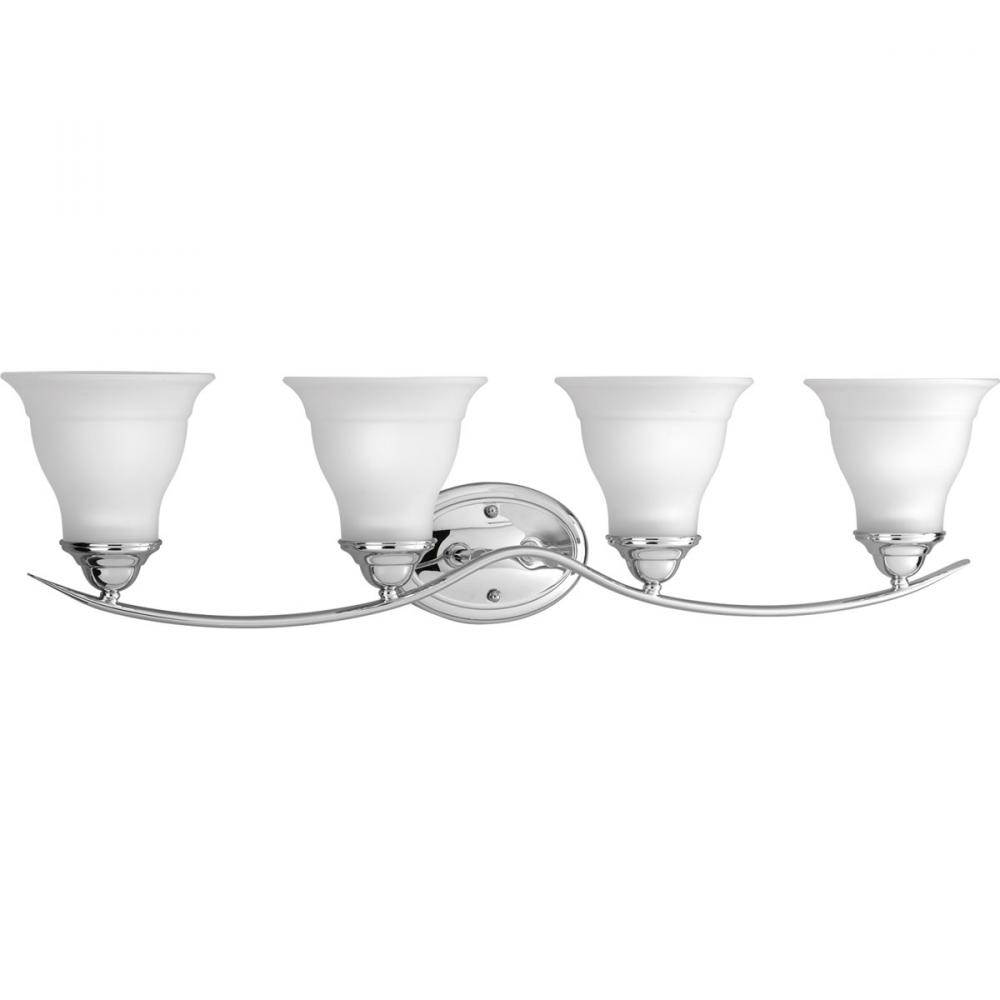 Trinity Collection Four-Light Polished Chrome Etched Glass Traditional Bath Vanity Light