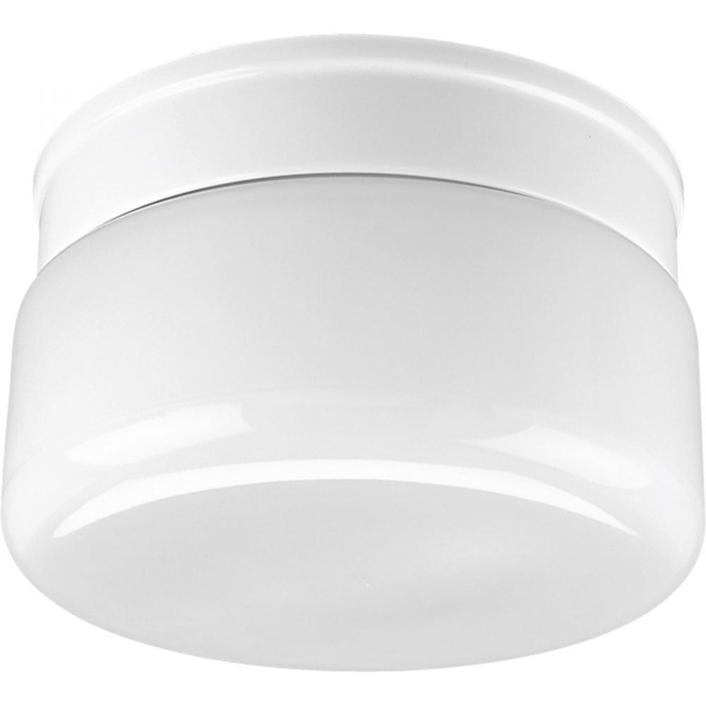 Two-Light White Glass 8-3/4" Close-to-Ceiling