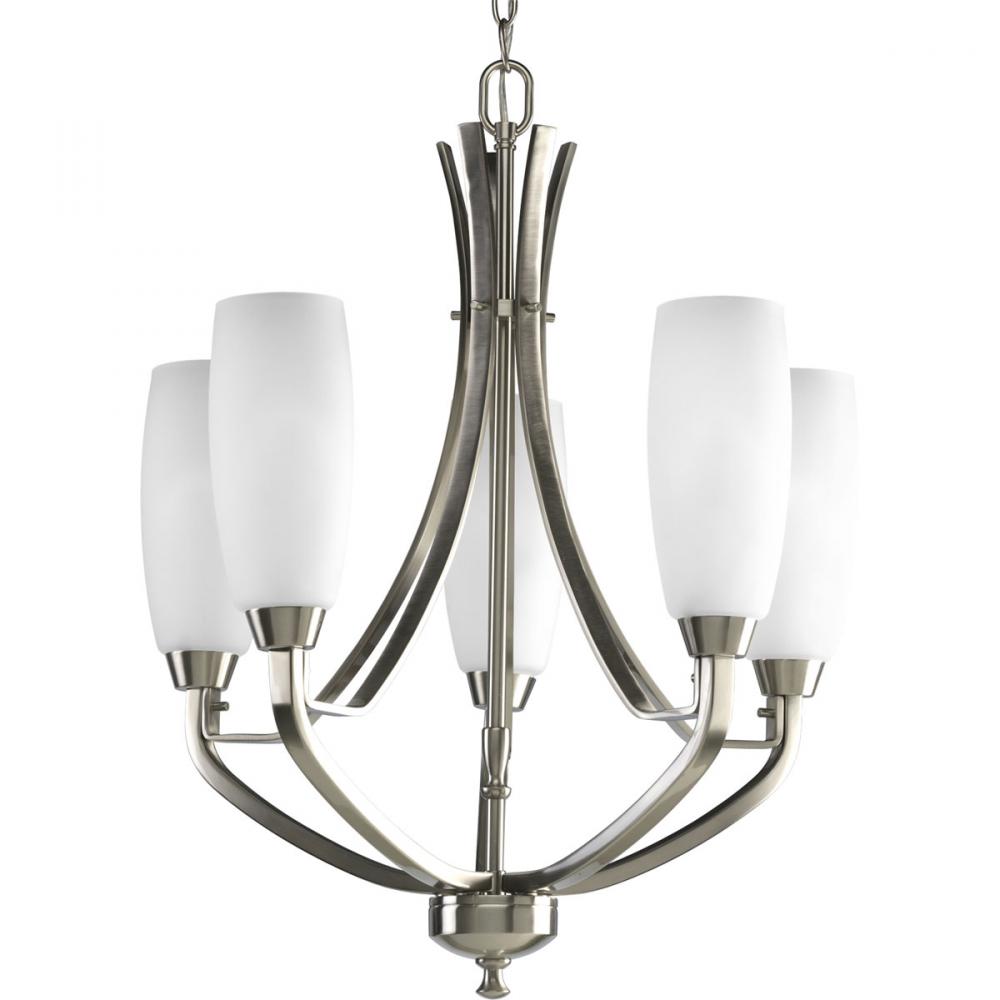 Wisten Collection Five-Light Brushed Nickel Etched Glass Modern Chandelier Light