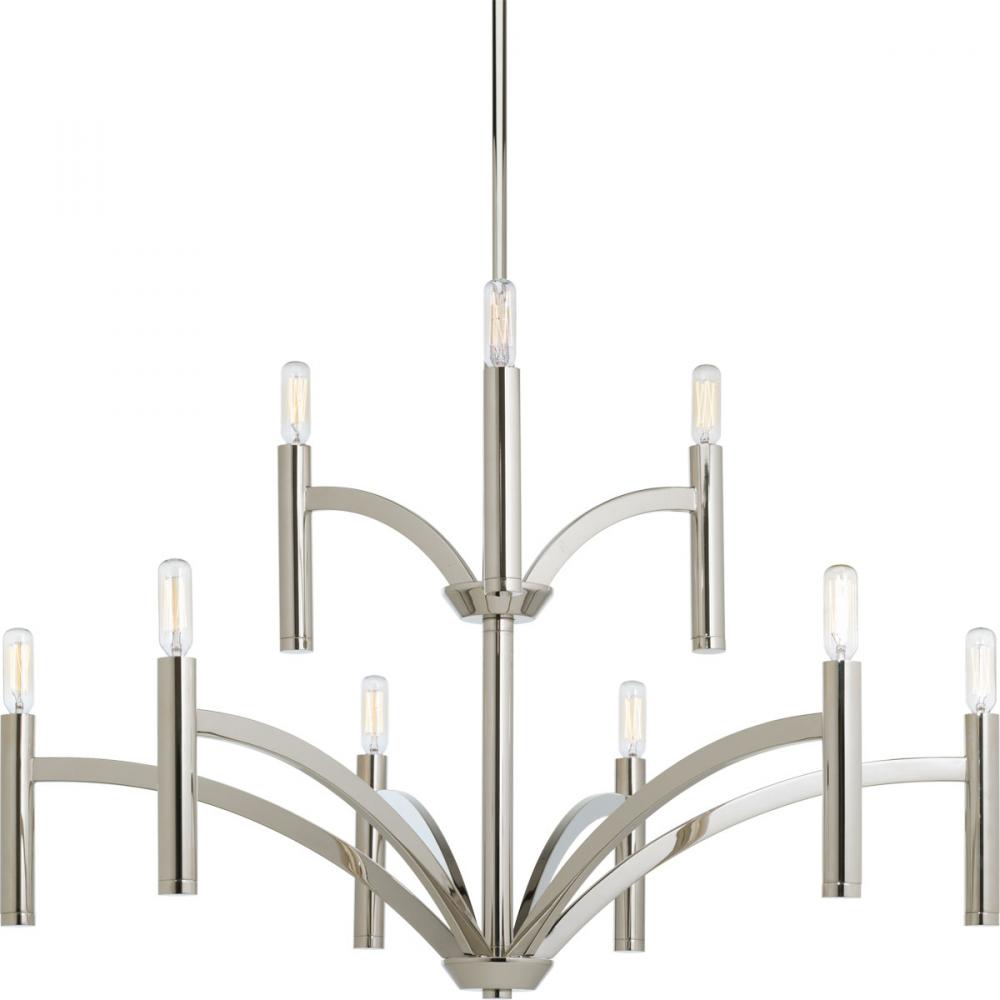 Draper Collection Nine-Light Polished Nickel Luxe Chandelier Light