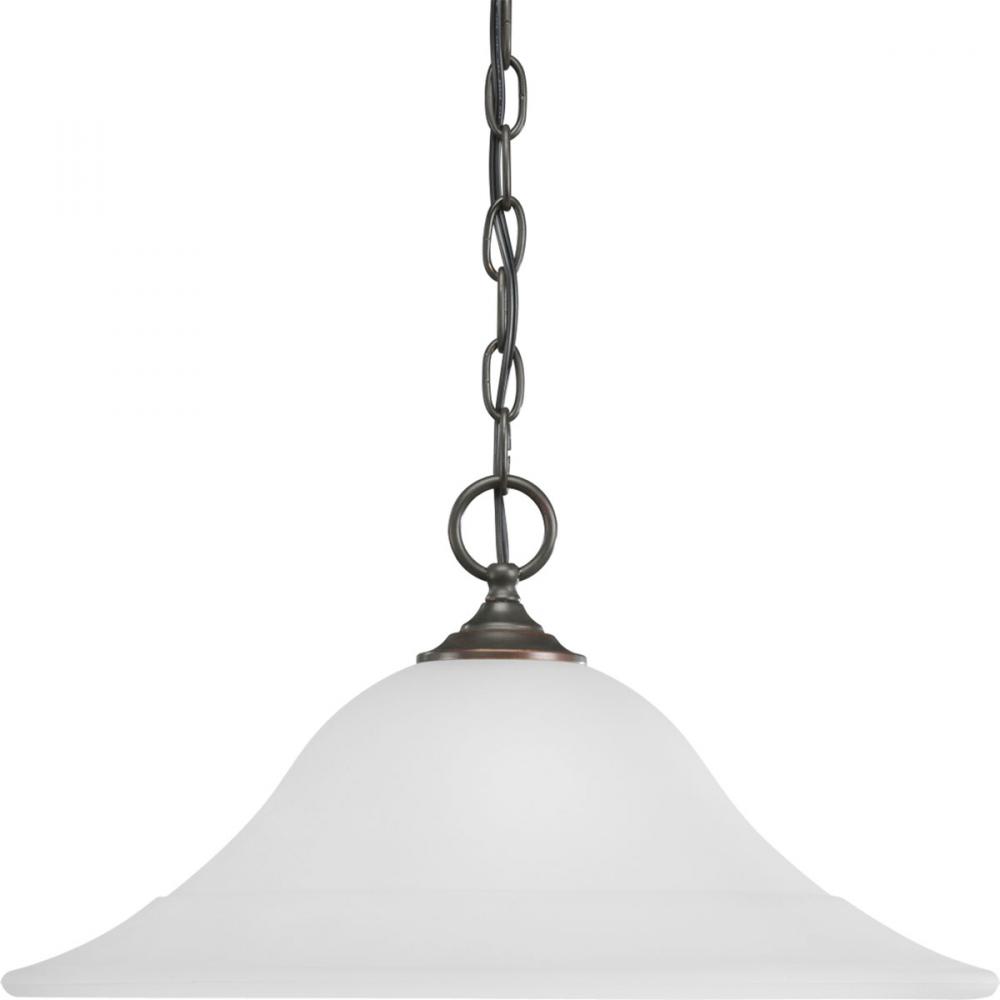Trinity Collection One-Light Antique Bronze Etched Glass Traditional Pendant Light