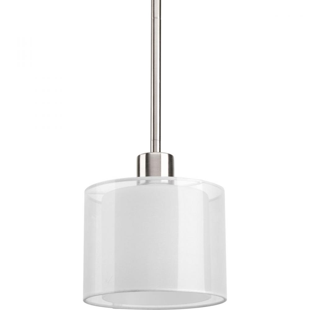 Invite Collection One-Light Brushed Nickel White Mylar Shade New Traditional Mini-Pendant Light