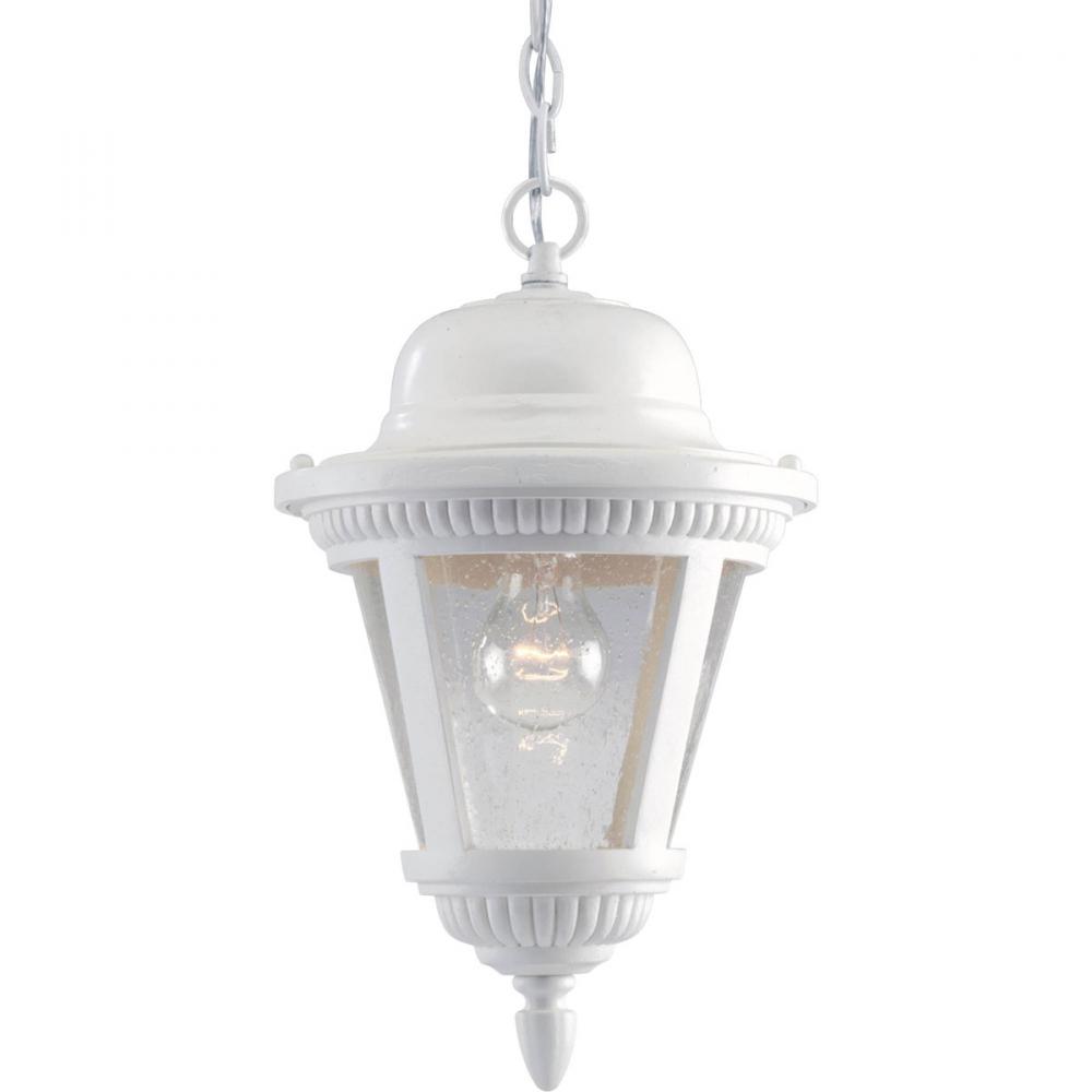 One Light White Clear Seeded Glass Hanging Lantern