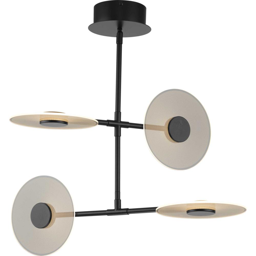 Spoke LED Collection Four-Light Matte Black Modern Style Hanging Chandelier Light