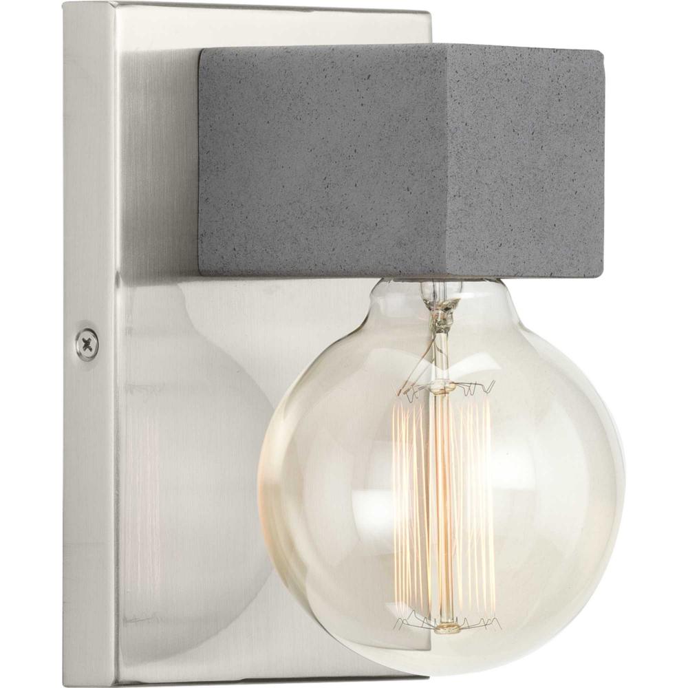 Mill Beam Collection One-Light Brushed Nickel/Faux Concrete Industrial Style Wall Light