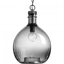 Progress P500064-143 - Zin Collection One-Light Graphite Smoked Textured Glass Global Pendant Light