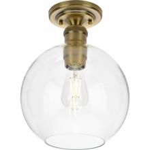 Progress P350046-163 - Hansford Collection  One-Light Vintage Brass Clear Glass Farmhouse Flush Mount Light