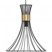 Progress P500365-31M - Lorin Collection One-Light Mid-Century Modern Matte Black Metal Pendant Light