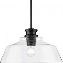 Progress P500381-31M - Singleton Collection One-Light 14" Matte Black Farmhouse Medium Pendant Light with Clear Glass S