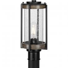 Progress P540094-31M - Whitmire Collection One-Light Farmhouse Matte Black Clear Seeded Glass Outdoor Post Light