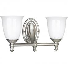 Progress P3028-09 - Victorian Collection Two-Light Brushed Nickel White Opal Glass Farmhouse Bath Vanity Light