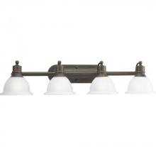 Progress P3164-20 - Madison Collection Four-Light Antique Bronze Etched Glass Traditional Bath Vanity Light