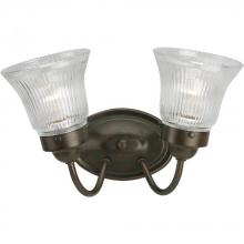 Progress P3288-20 - Fluted Glass Collection Two-Light Antique Bronze Clear Prismatic Glass Traditional Bath Vanity Light
