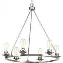Progress P400015-009 - Debut Collection Six-Light Brushed Nickel Farmhouse Chandelier Light