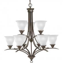Progress P4329-20 - Trinity Collection Nine-Light Antique Bronze Etched Glass Traditional Chandelier Light