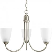 Progress P4440-09 - Three-Light Brushed Nickel Etched Glass Traditional Chandelier Light