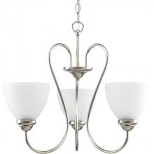 Progress P4664-09 - Heart Collection Three-Light Brushed Nickel Etched Glass Farmhouse Chandelier Light