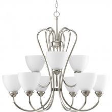 Progress P4668-09 - Heart Collection Nine-Light Brushed Nickel Etched Glass Farmhouse Chandelier Light