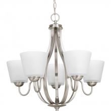 Progress P4746-09 - Arden Collection Five-Light Brushed Nickel Etched Glass Farmhouse Chandelier Light