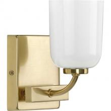 Progress P300280-012 - Moore Collection One-Light Satin Brass White Opal Glass Luxe Bath Vanity Light