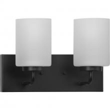Progress P300328-031 - Merry Collection Two-Light Matte Black and Etched Glass Transitional Style Bath Vanity Wall Light