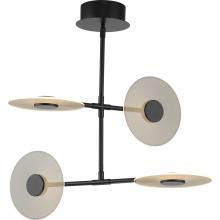 Progress P400255-031-30 - Spoke LED Collection Four-Light Matte Black Modern Style Hanging Chandelier Light