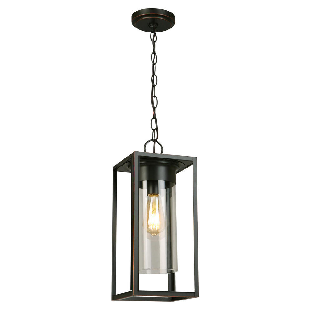 1x60W Outdoor Pendant With Oil Rubbed Bronze Finish & Clear Glass