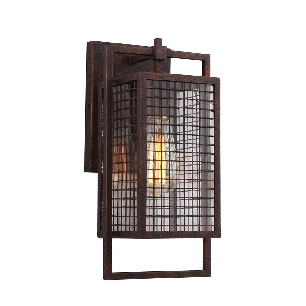 1x60W outdoor wall light with a rust color finish and clear glass