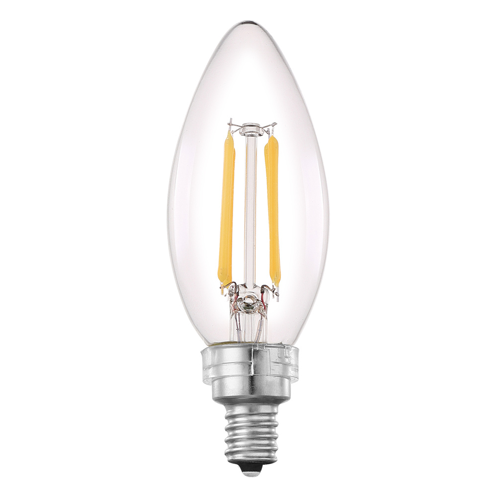4W Clear LED B10-E12 Candelabra Base Bulb 450 Lumens, 3000K (10 pack)