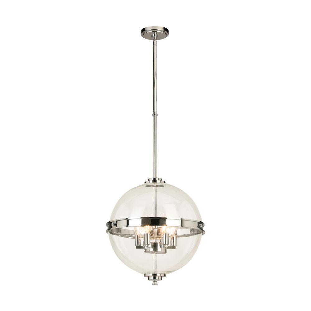 6 LT Pendant with a Chrome Finish and Clear Glass 60W B10 Bulbs