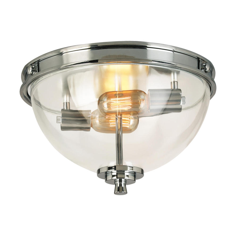 3 LT Ceiling Light with a Chrome Finish and Clear Glass Shade 60W A19 Bulbs