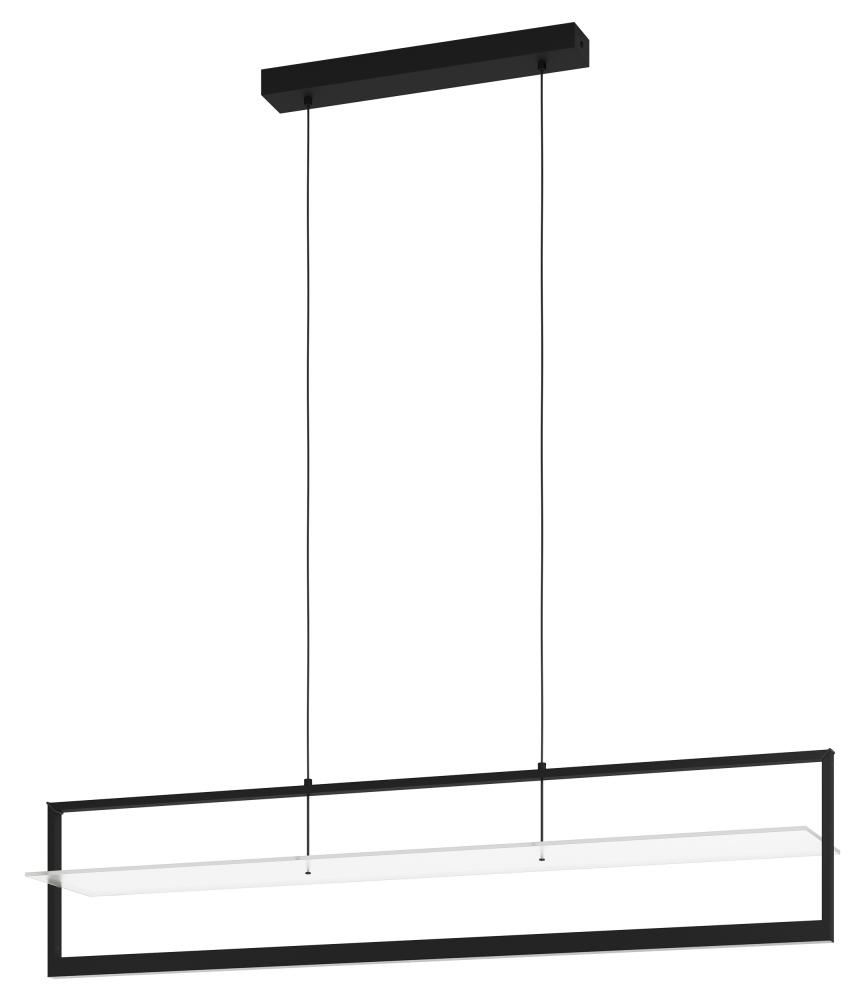 1 LT Intergrated LED Open Frame Linear Pendant With Structured Black Finish and Satin Acrylic Shade