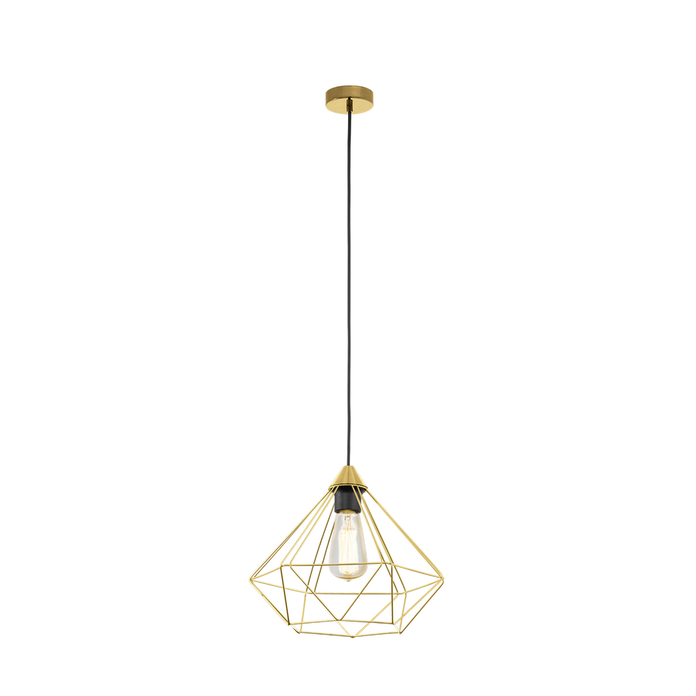 Tarbes - 1 LT Open Frame Geometric Pendant with Brushed Brass Finish with Black Acccents