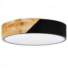 Eglo 99388A - 2 LT Ceiling Light With Black Fabric and Wood Finish and white plastic diffuser