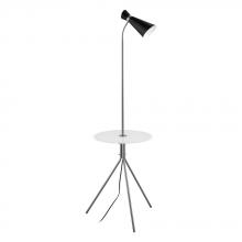 Eglo 203648A - Policara - Floor Lamp w/ attached table- Matte Nickel Finish and Metal Black Exterior and White