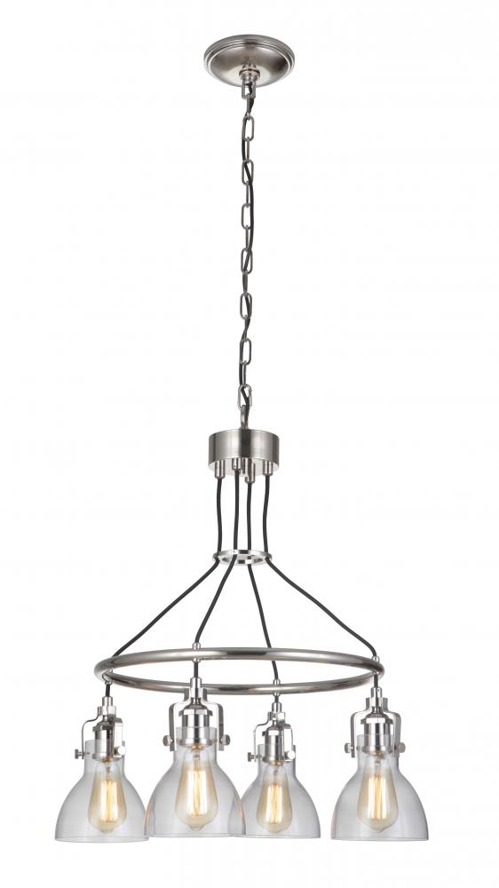 State House 4 Light Chandelier in Polished Nickel
