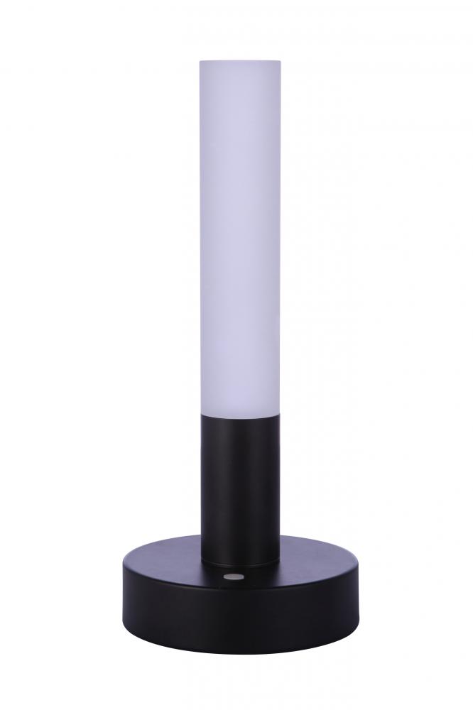 Indoor Rechargeable Dimmable LED Cylinder Portable Lamp in Flat Black
