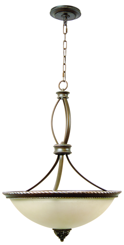Mia 3 Light Inverted Pendant in Aged Bronze/Vintage Madera