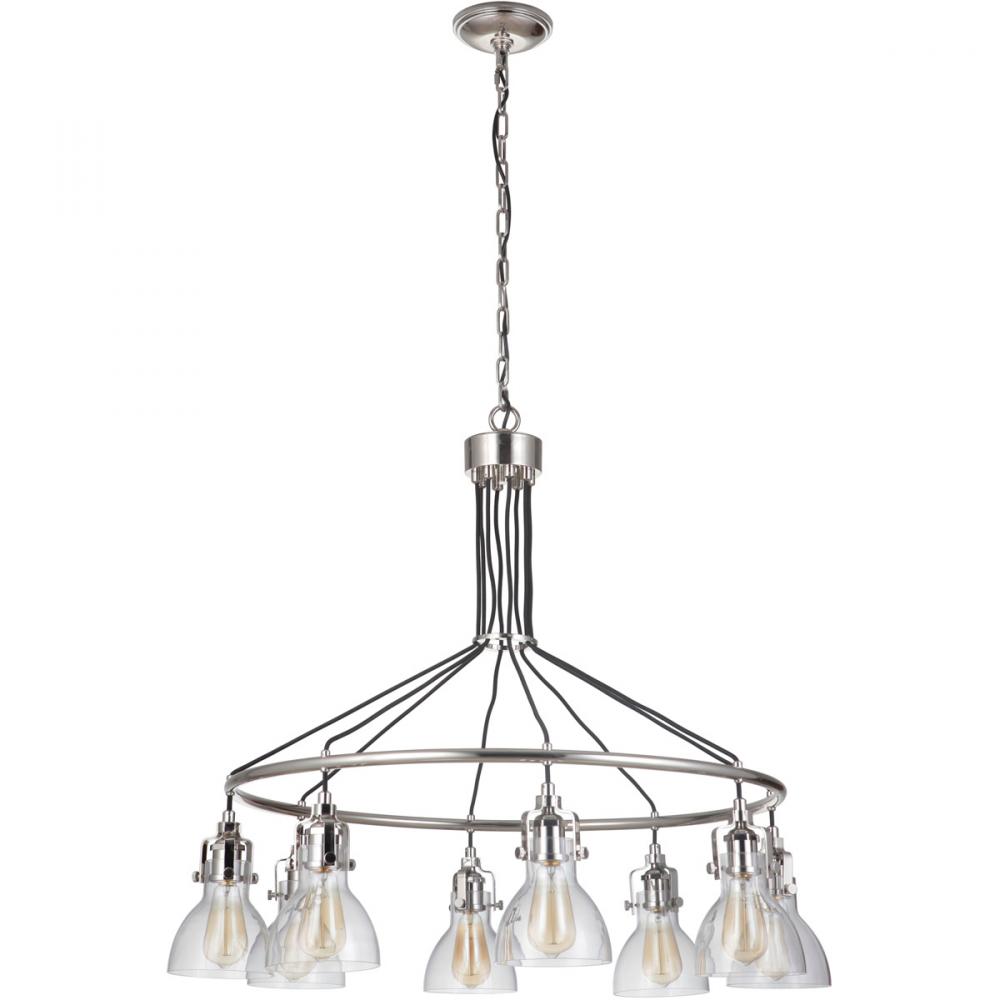 State House 8 Light Chandelier in Polished Nickel