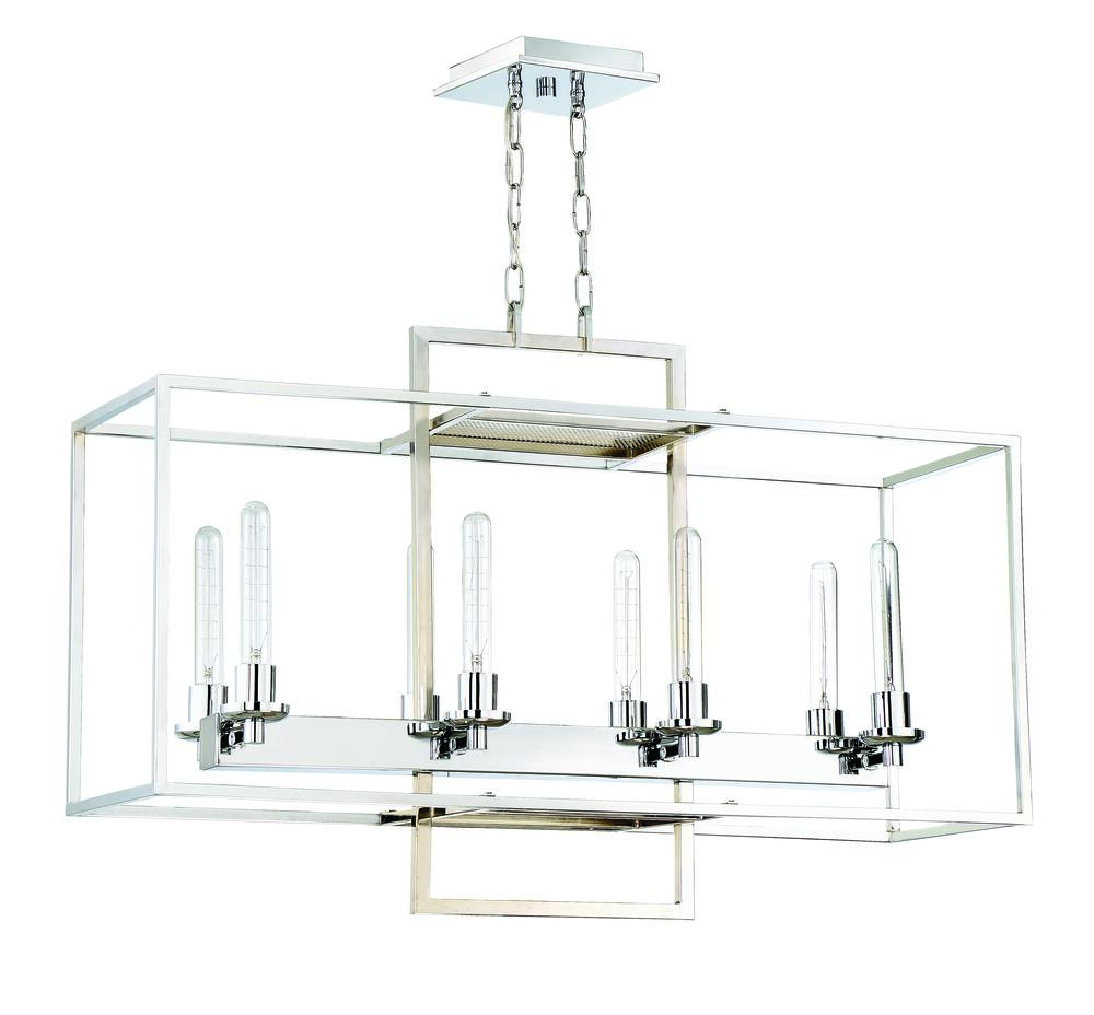Cubic 8 Light Linear Chandelier in Chrome