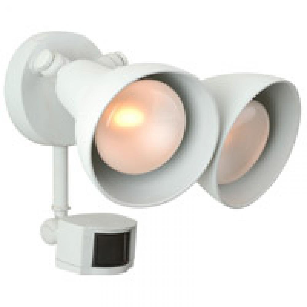 2 Light Covered Flood with Motion Sensor in Textured White