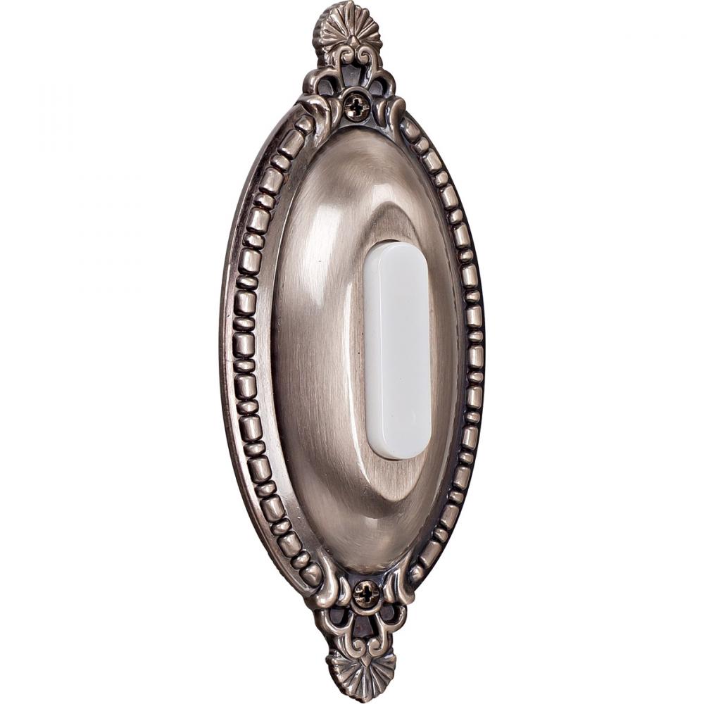 Surface Mount Oval Ornate LED Lighted Push Button in Antique Pewter
