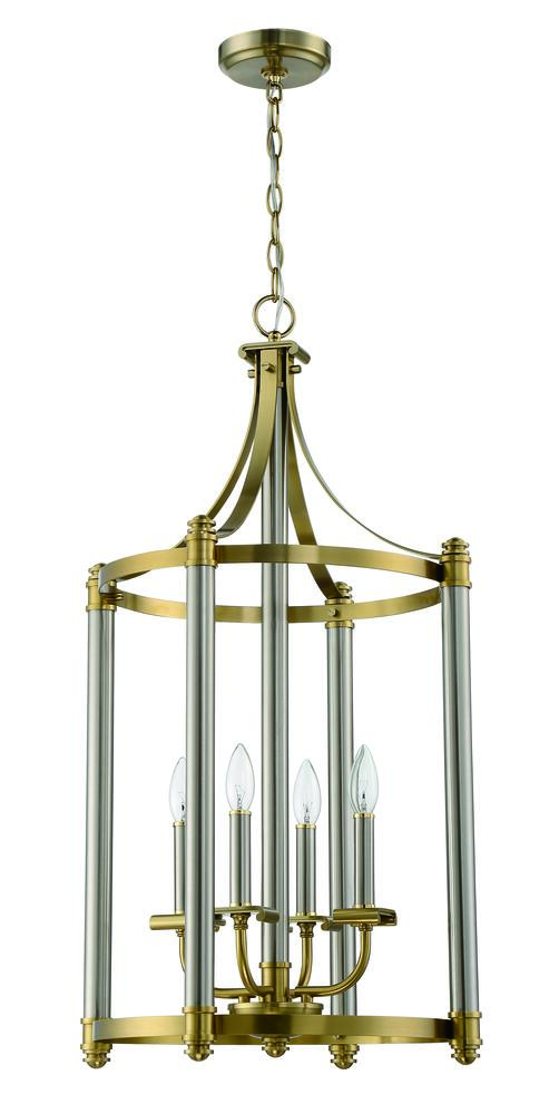 Stanza 4 Light Foyer in Brushed Polished Nickel/Satin Brass