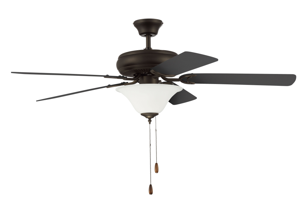 52" Ceiling Fan w/Blades & Bowl Light Kit White Glass
