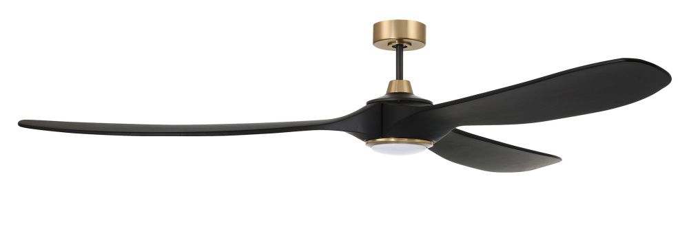 Envy 72" 3-Blade Ceiling Fan in Flat Black/Satin Brass w/ Flat Black Blades