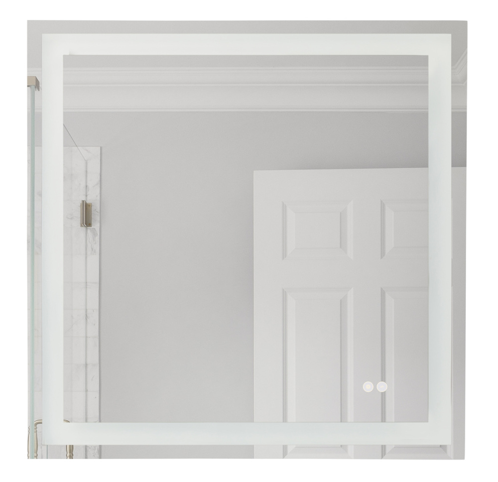 30" x 30" x 1.9" Square Front Lit LED Mirror, Defogger & Dimmer, 3000K/4000K/5000K